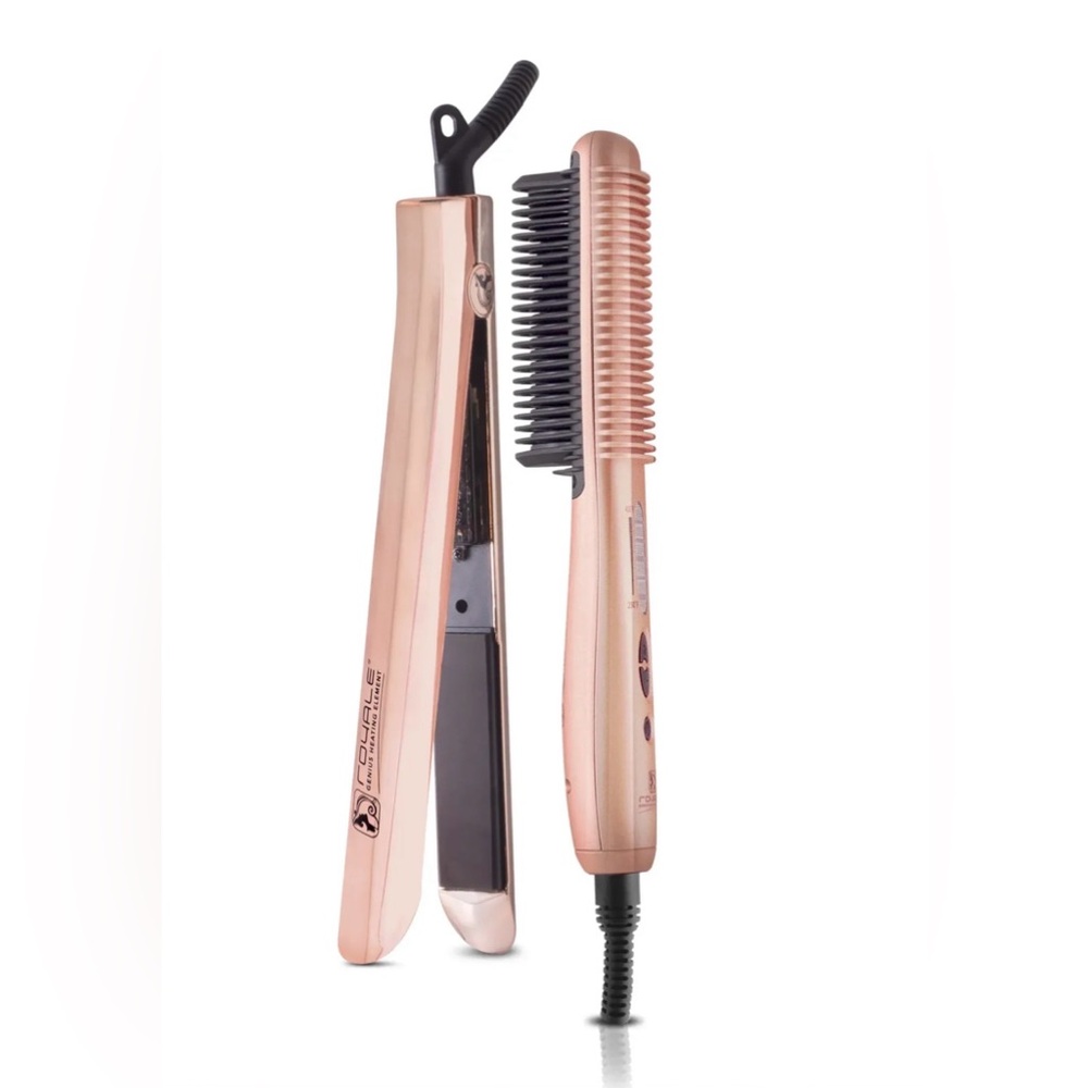 2 Royale genius heating element hot pink rose Hair Straightener duo! Sealed